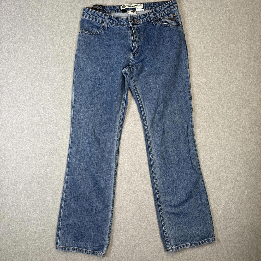 Vintage Y2K Harley Davidson Women's Size 6 Light Wash Straight Leg Jeans MOTO